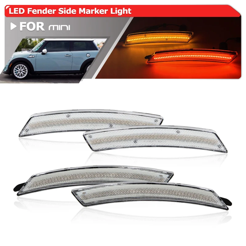 

Fits For Mini Cooper R56 R57 LCI Clubman R55 Coupe R58 Roadster R59 Countryman R60 Paceman R61 4x Led Fender Side Marker Lights