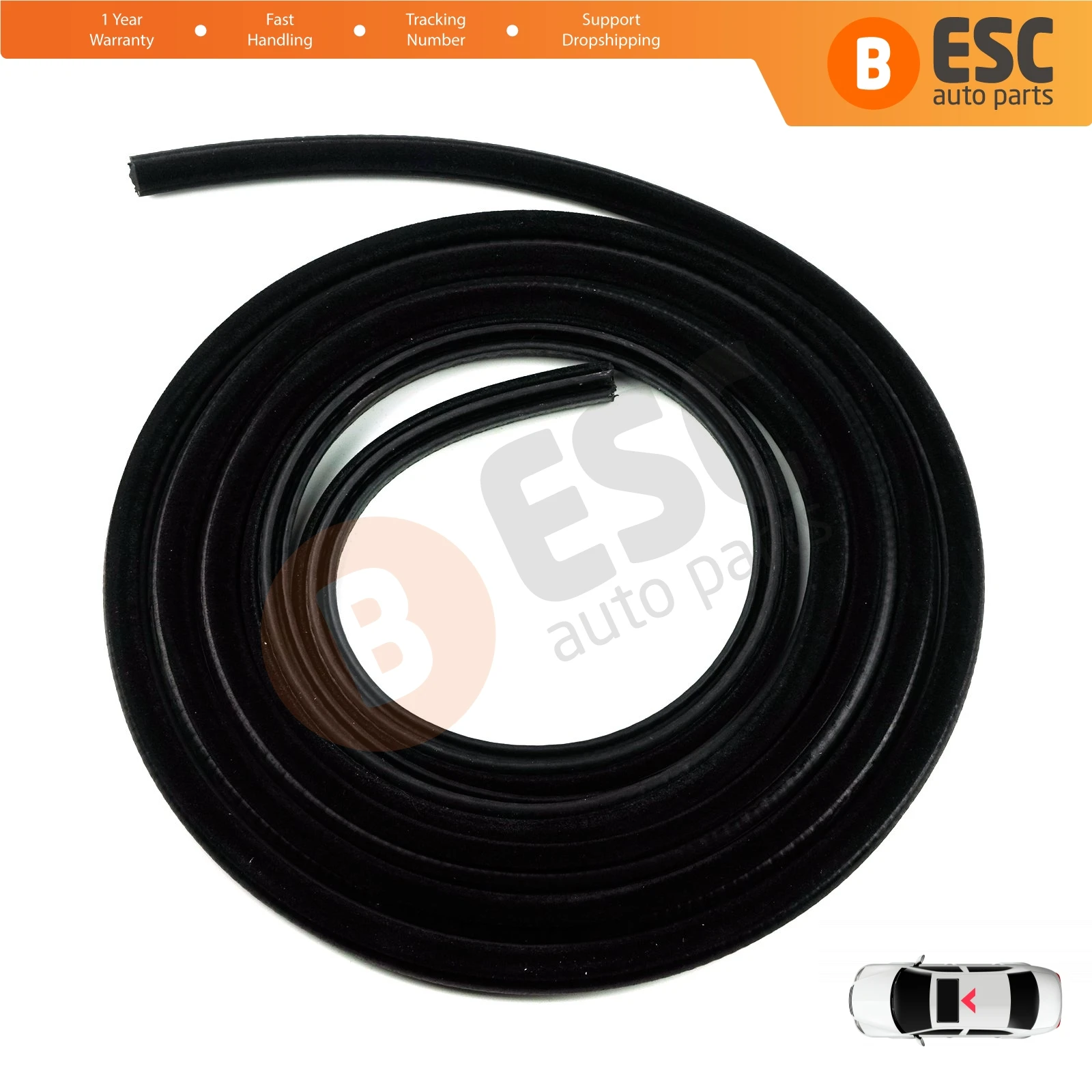 ESR610 Sunroof Seal Gasket Moulding Rubber 54121920052 with Metal Sheet Support 300 cm for BMW 5 7 E12 E23 E28 Sedan Saloon