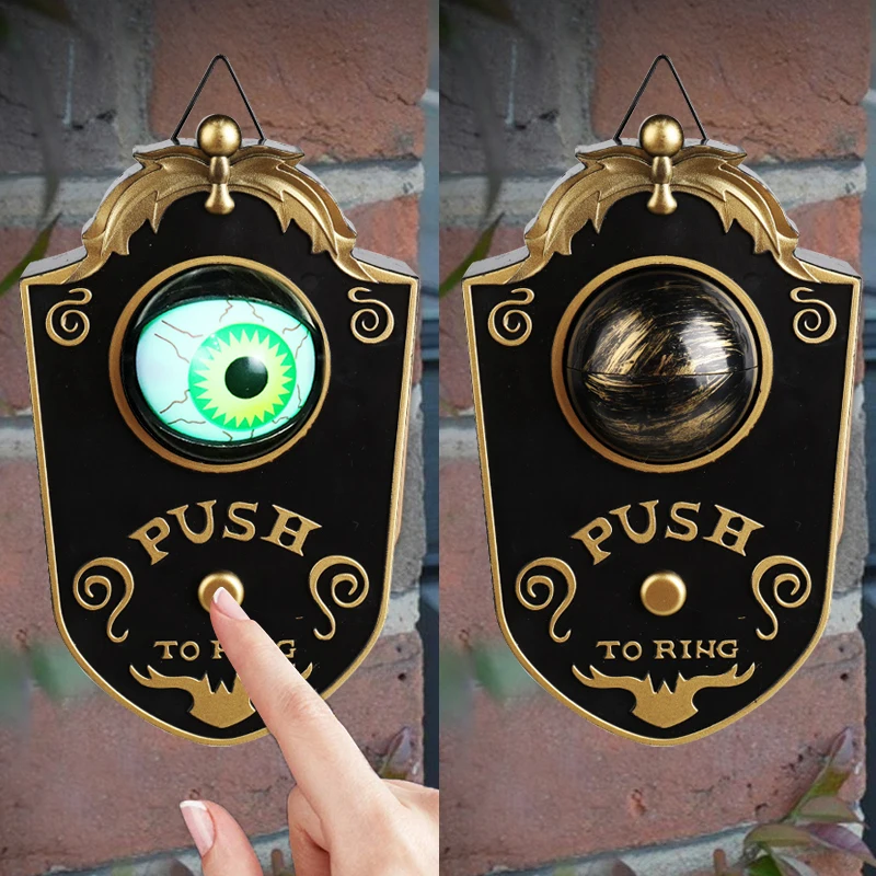 Halloween One Eyed Doorbell Haunted Decoration Horror Props Glowing Hanging Piece Door Hanging Doorbell Eyeball Bell Decor