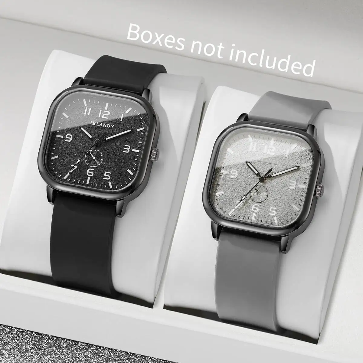 2PCS Fashion Square Women Watches Set Casual Silicone Band Quartz Watches For Men Women Students Reloj Mujer（Without Box）
