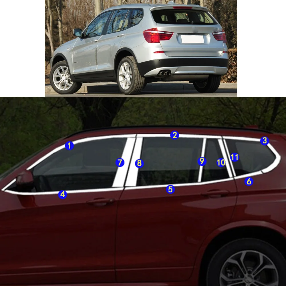 Sticker Garnish Pillar Window Middle Strip Trim Frame For BMW X3 sDrive xDrive 20i 28i 35i  2011 2012 2013 2014 2015 2016 2017