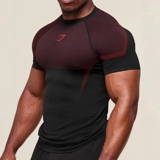 

Мужская тренировочная одежда ort Sve Fitn, круглая футболка для бега Ne, эластичная спортивная одежда с принтом Faion, облегающая летняя тонкая футболка