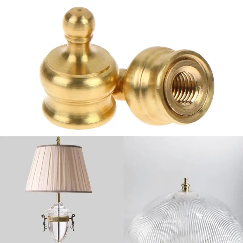 Lamp Shade Top Screw Cap Nuts 2 Sets Solid Brass with Reducing Adapter Rustproof for Vintage Lamp Restoration Home Decor
