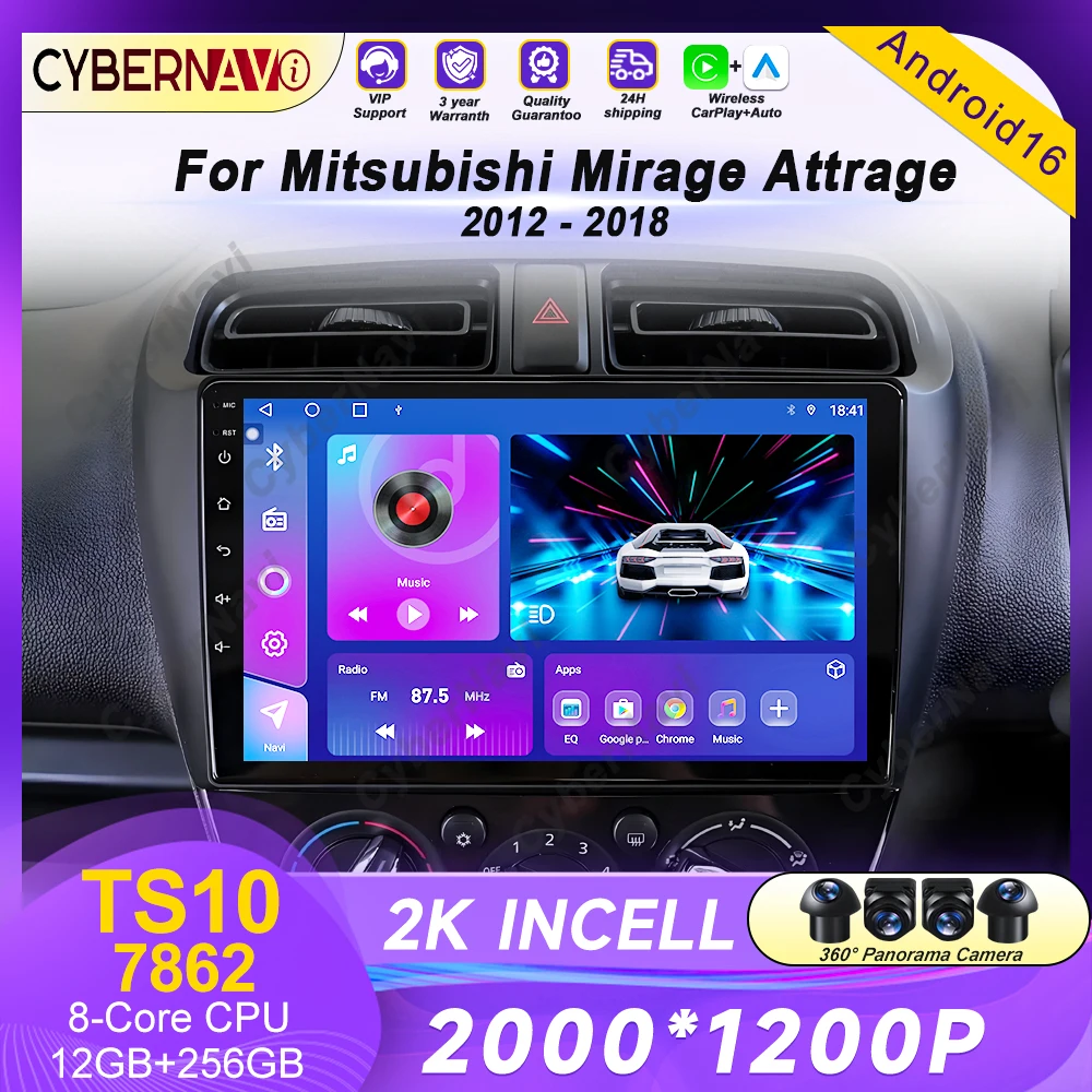 

Android 16 Car Radio For Mitsubishi Mirage Attrage 2012 - 2018 Space Star 2014 Gps Navigation Stereo Multimedia Carplay Auto BT