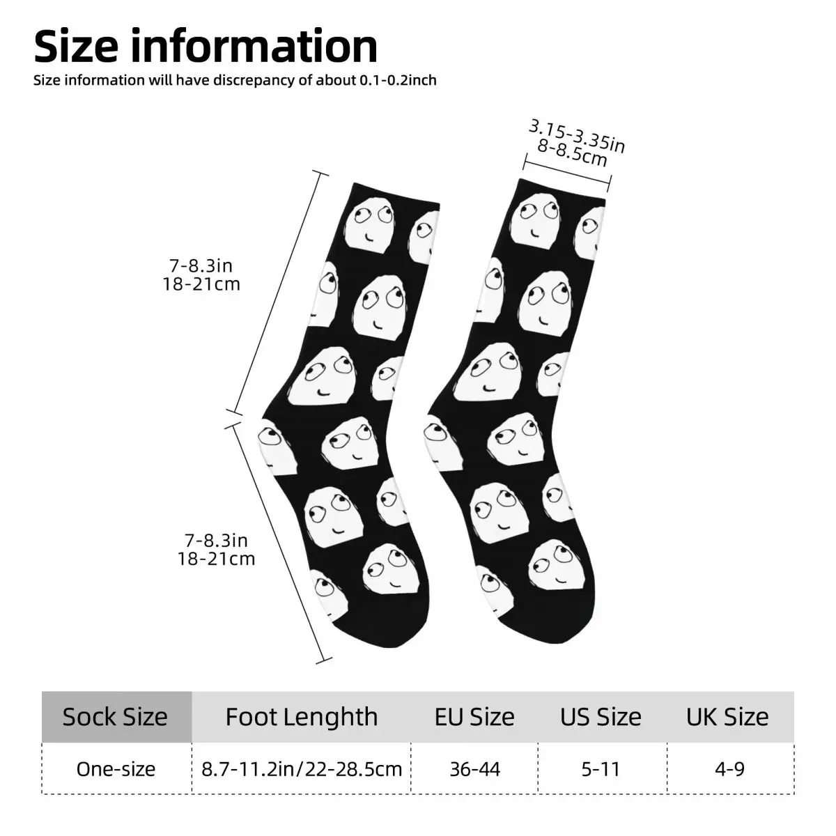 Happy Funny Men\'s Socks Harajuku Derp Face Meme Trollface Sock Polyester Rage Comic Funny Anime Skateboard Women Socks Summer