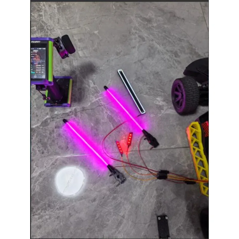 For 1:8 ARRMA Infraction Full Upgrade Set, Cockroach Light Sticks, Remote Multi-Mode Lights & 3mm Carbon Fiber Rear Wing