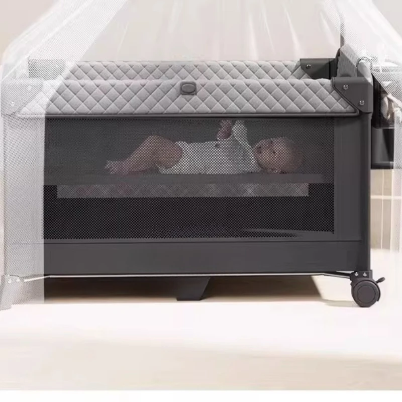 Folding bed, multi-functional lifting portable, splicing large bed removable diaper table
