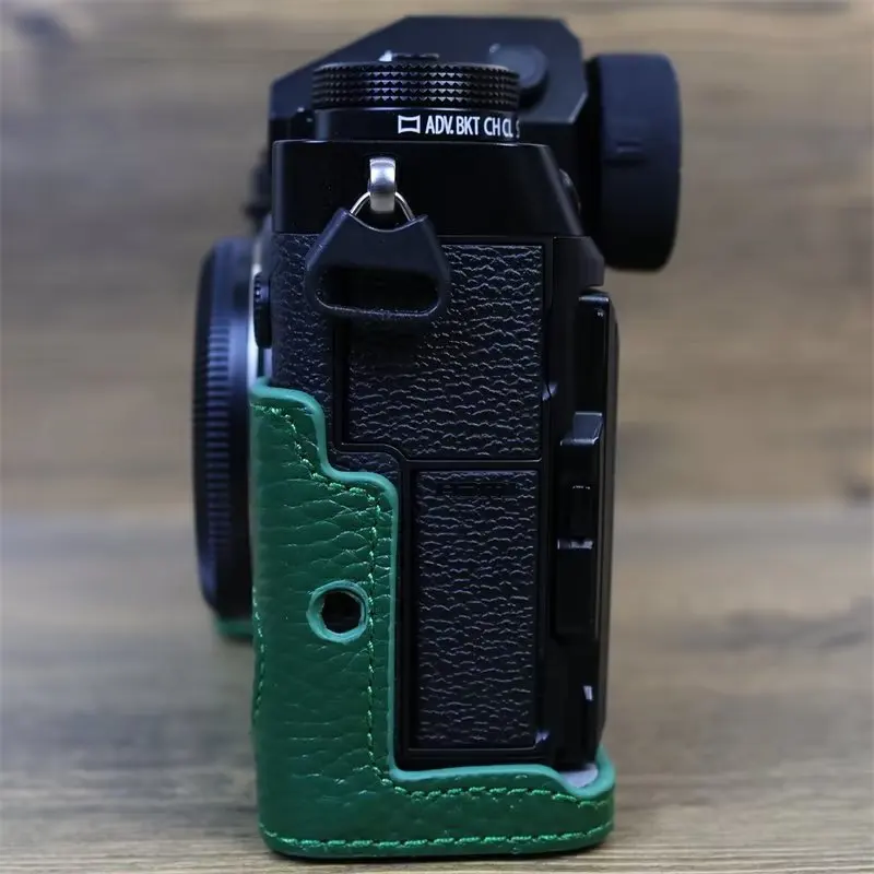 Casing kulit asli asli tas Video kamera pelindung dasar setengah badan untuk Fujifilm Fuji X-T5 XT5 penutup bawah bukaan pelindung