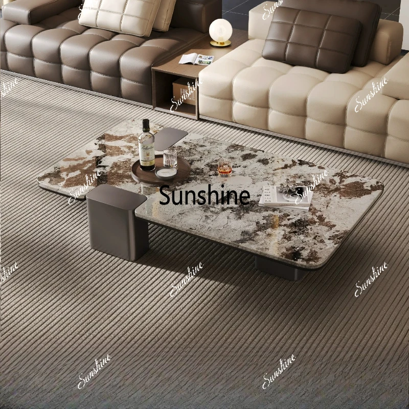 

Light luxury marble coffee table large flat-floor villa high-end household luxury stone coffee table