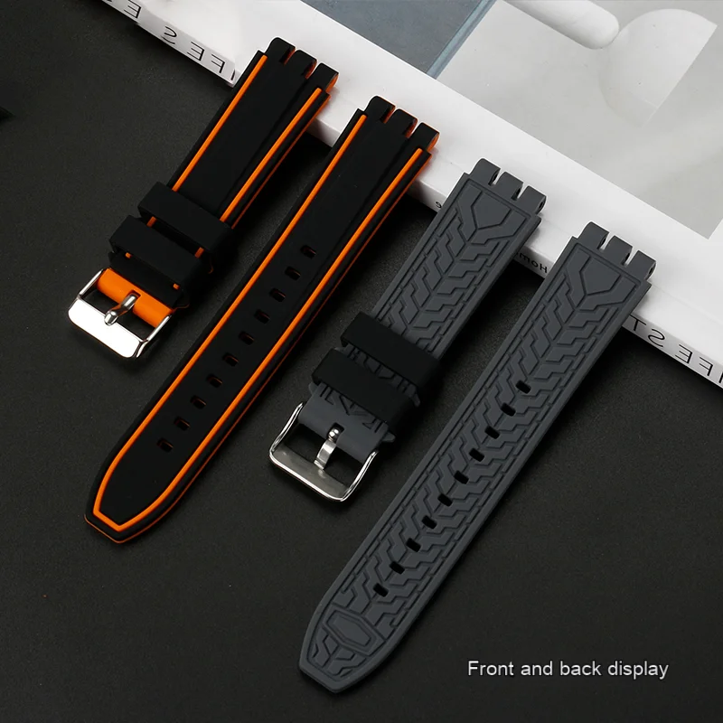 YVS Silicone Strap19mm 20mm 21mm  for Swatch Watch Strap YVS454 YVS451 YVS420 YVS435 Men's Women's Watch band rubber Bracelet