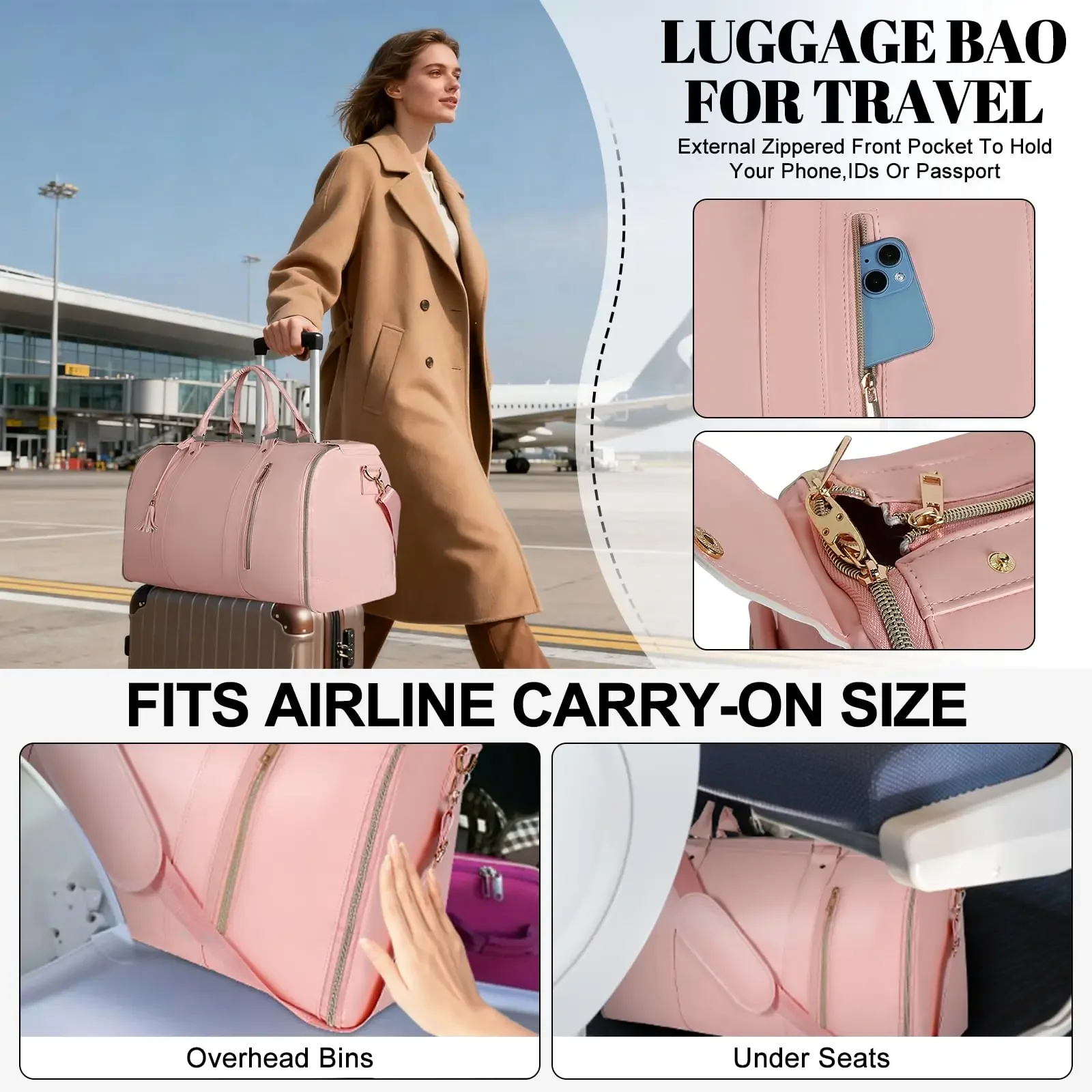 Buylor Lot de 2 sacs pliables pour costumes, grande capacité, sac de voyage avec pochette à chaussures, sac à main imperméable pour femme, sac de sport extérieur