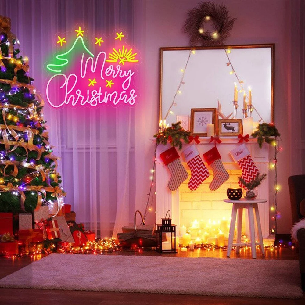 

Merry Christmas Neon LED Sign Lights to Celebrate the Christmas Holiday Wall Decorate the Elderly Neon Sign Decor