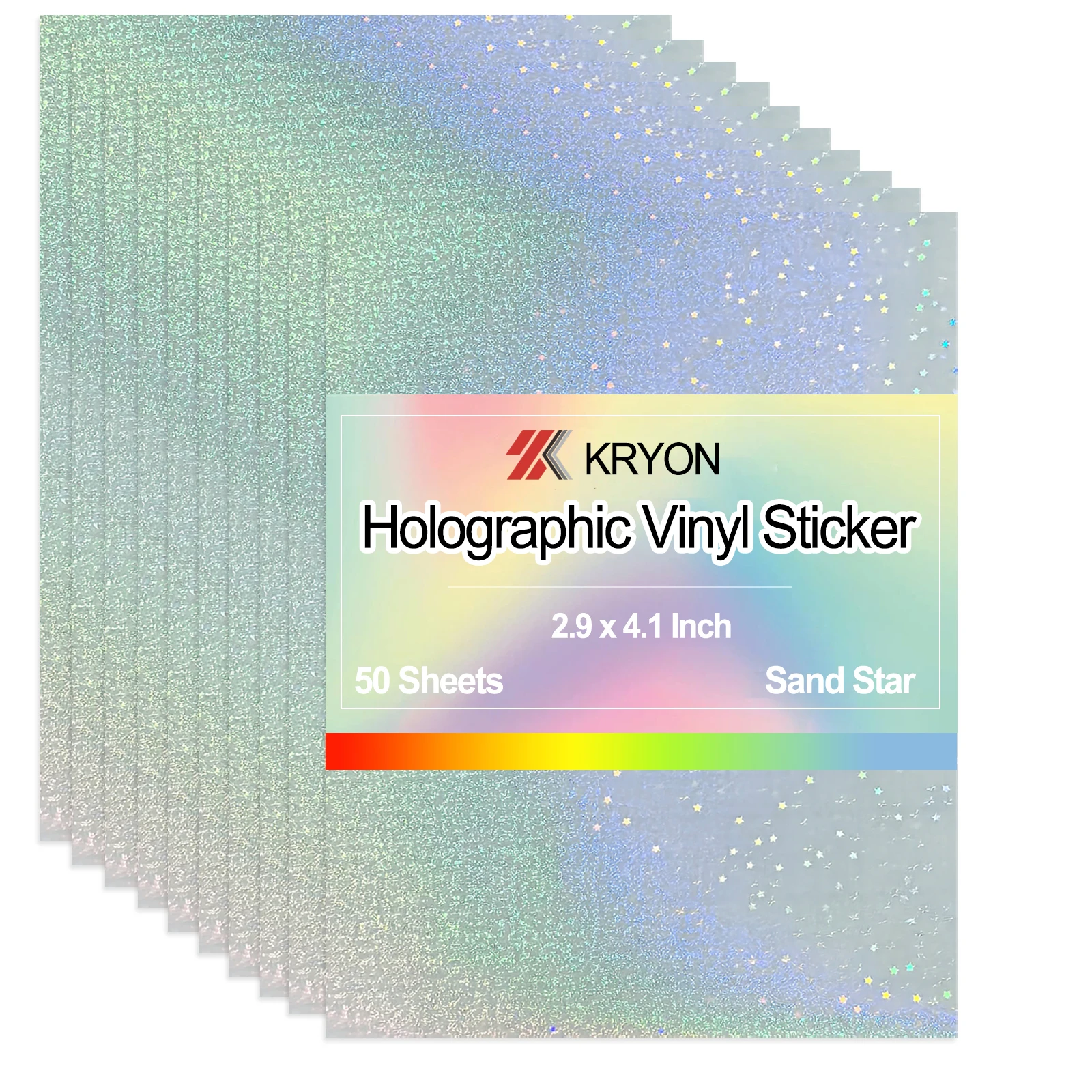 50 Blatt - 2,9 x 4,1 Zoll Sand Star Holographisches Aufkleberpapier Overlay Kaltlaminierfolie Selbstklebende Vinylfolie – Detail 17