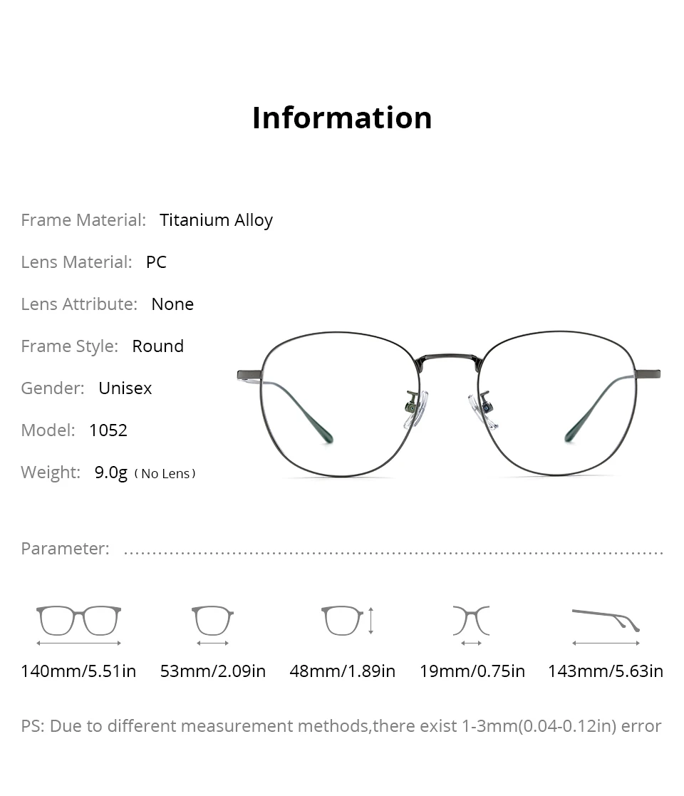 NIANZHEN Titan Legierung Brillen Rahmen Männer Runde Marke Design Gläser Frauen Ultraleicht-Gewicht Retro Brillen Brillen – Detail 2