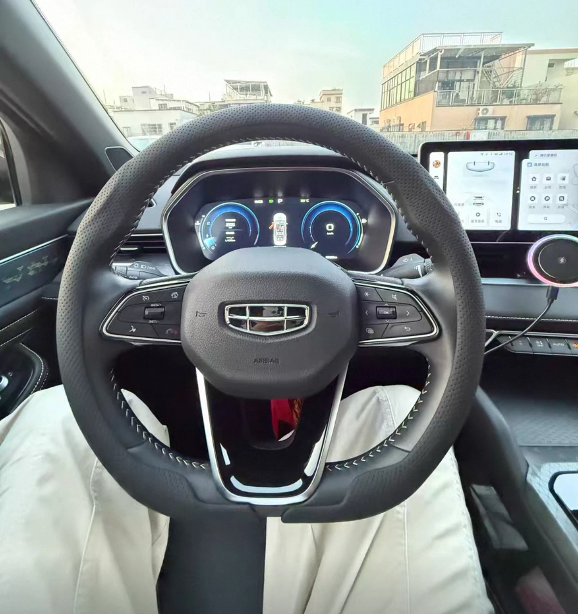 

For Geely Emgrand Xingyue ICON Bo Yue Car Suede 8D Nappa Leather Breathable And Anti-Slip Steering Wheel Cover Accessories