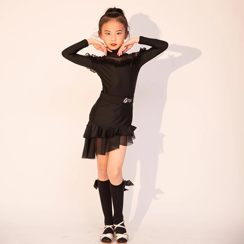 

Latin dance practice outfit for women, new autumn black high-end long sleeved dance performance outfit set suit
