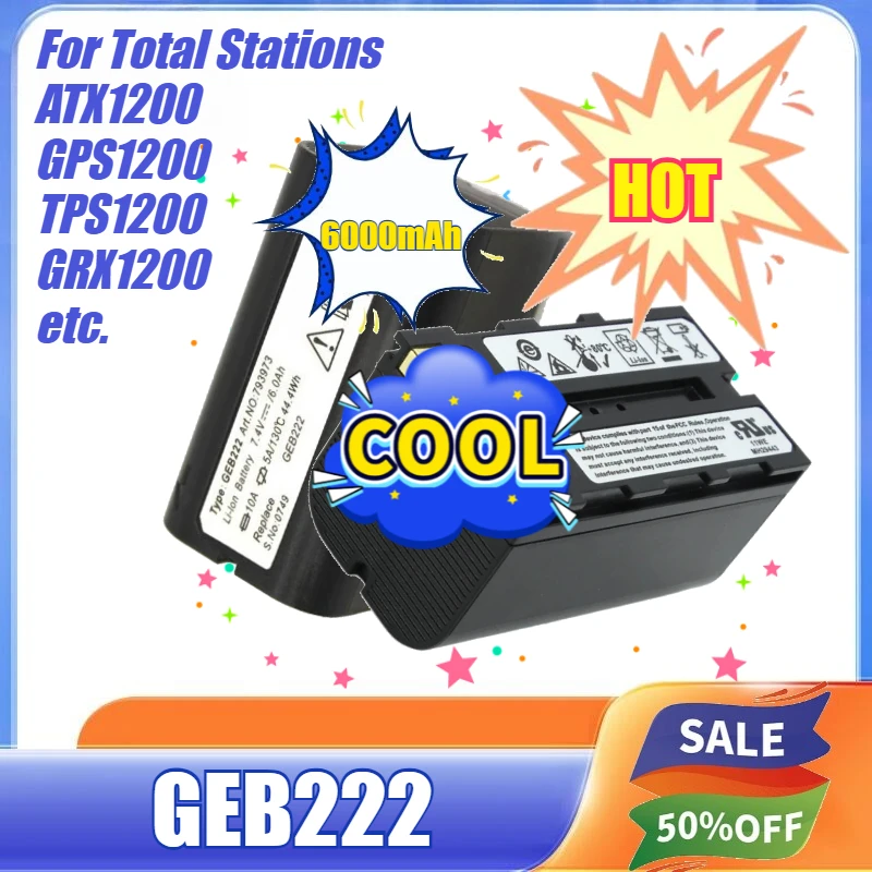

GEB222 Battery 7.4V 6000mAh for SWISS TS02 TS06 TS09/12/16 ATX1200 TPS1200 GPS1200 GRX1200 Total Stations Surveying Instrument