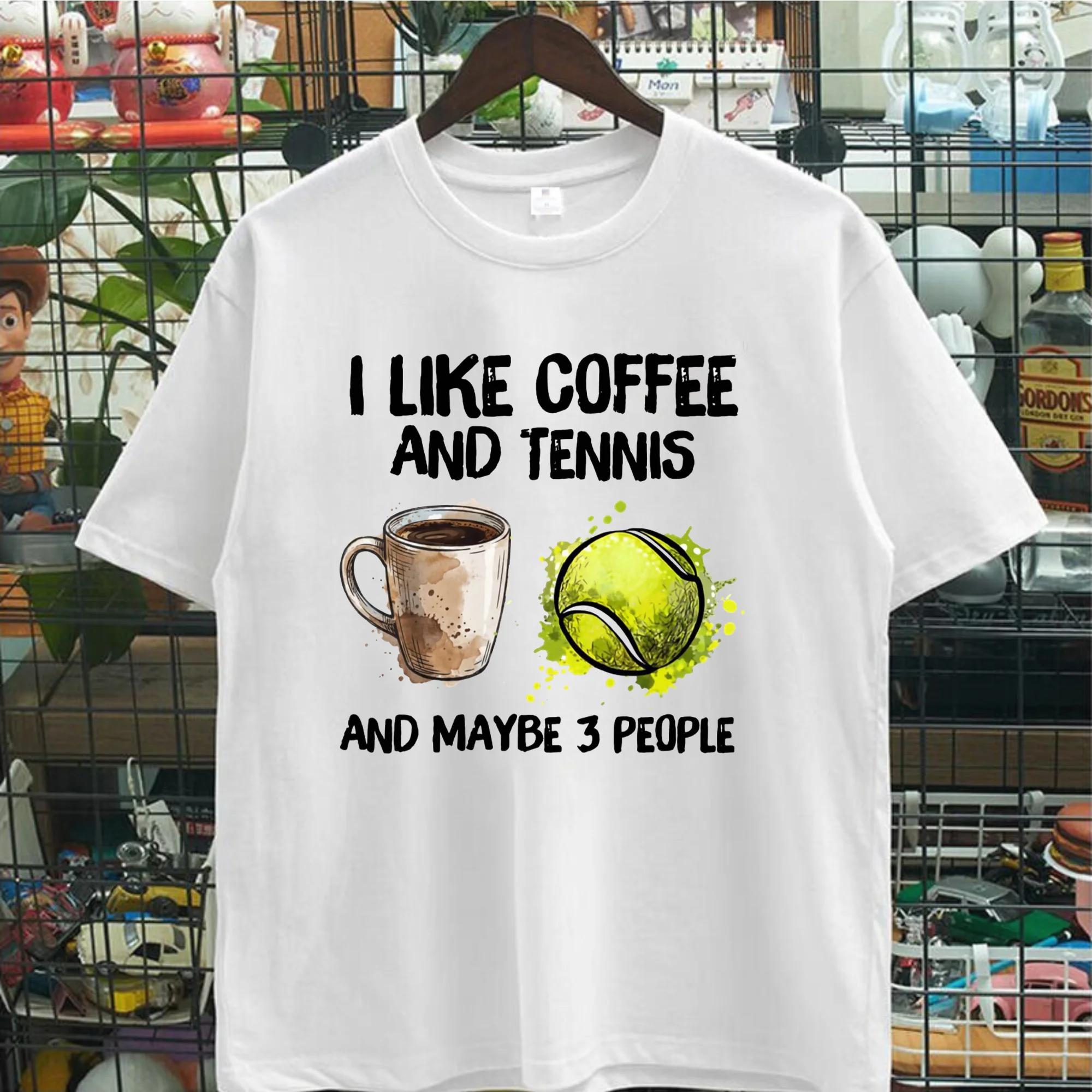 Unisex Pure Cotton Short Sleeve T-Shirt Breathable Office Wear Tennis Coffee Third Person Ball Game Fitness Heavyweight Casua...