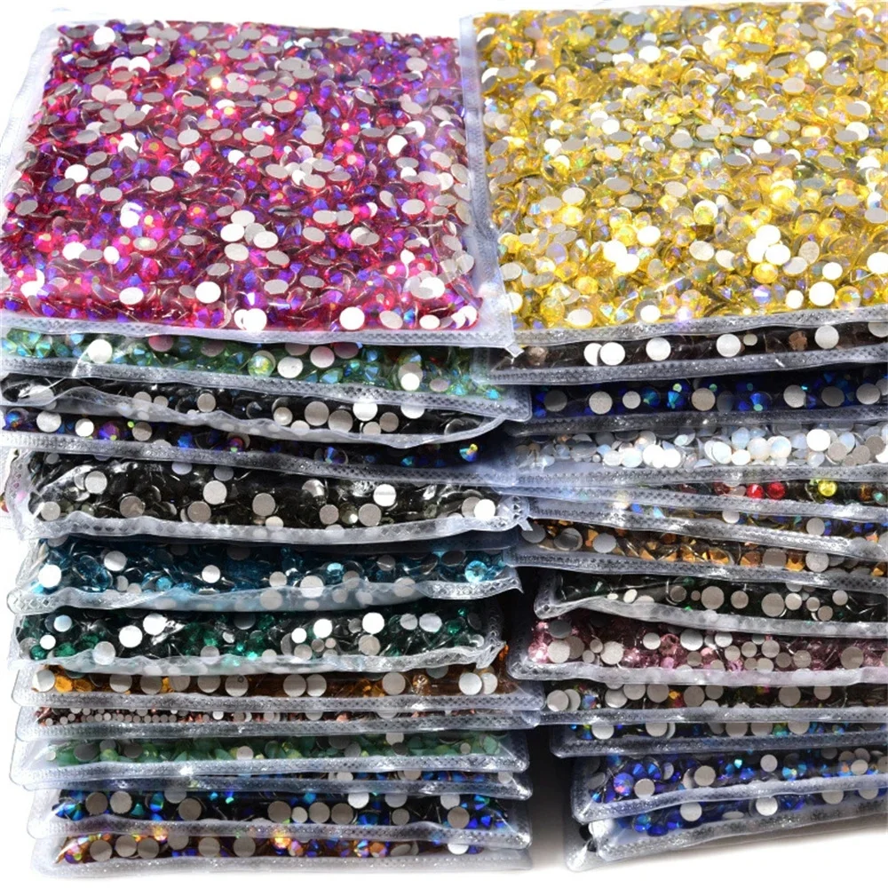 big bag SS3-SS30 Bulk Package Wholesale Flatback Clear Crystal Non Hotfix Rhinestones For DIY for nail decorationArt