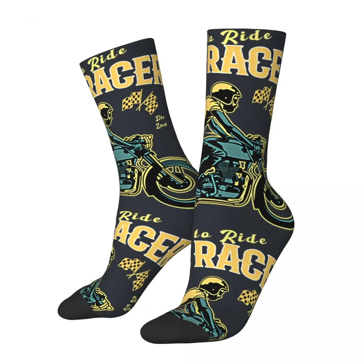 

Retro Cafe Racer Born To Ride Men's compression Socks Unisex Cafe Race Motorcycle Street Style Seamless Printed Crew Sock