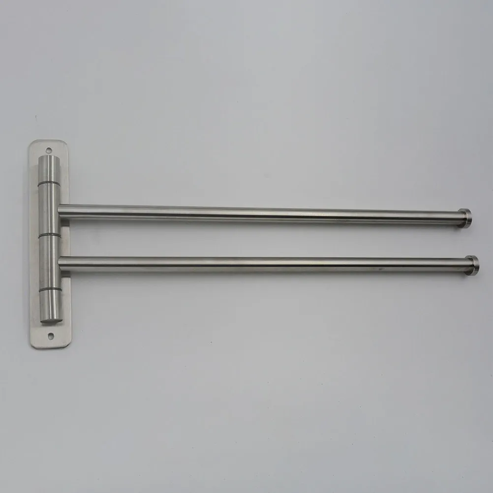 

Настенная вращающаяся вешалка для полотенец из нержавеющей стали с 2 штангами, поворот на 180 градусов, для ванной и кухни