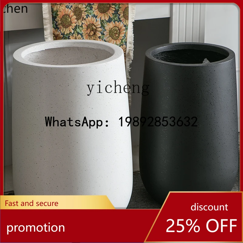 HT  Nordic large vase type magnesium mud simple and environmentally friendly green plant indoor floor pot