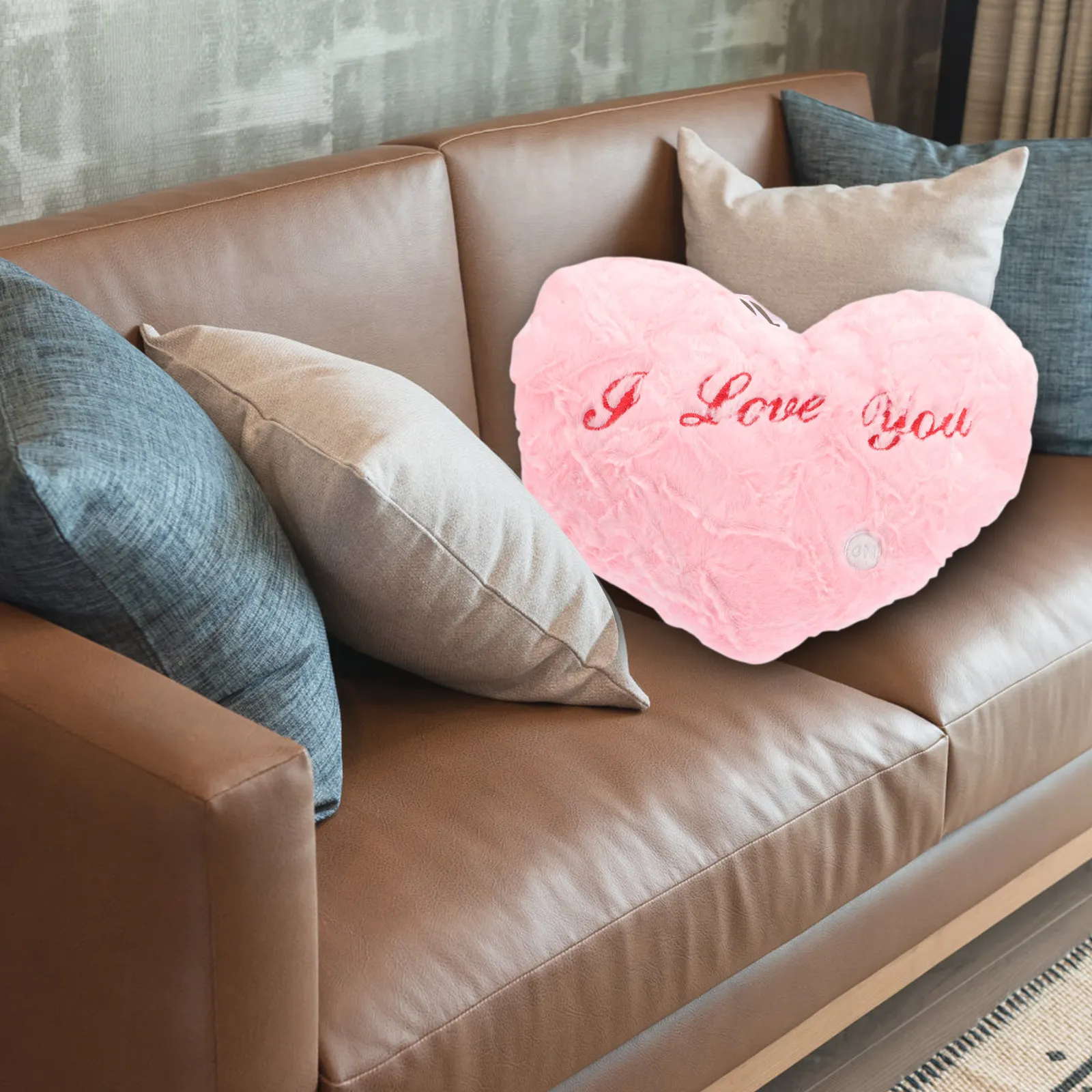 

Glowing Heart Shape Pillow Soft Stuffed PP Cotton Decorative Throw Pillow Living Room Bedroom Office Accent Cushion