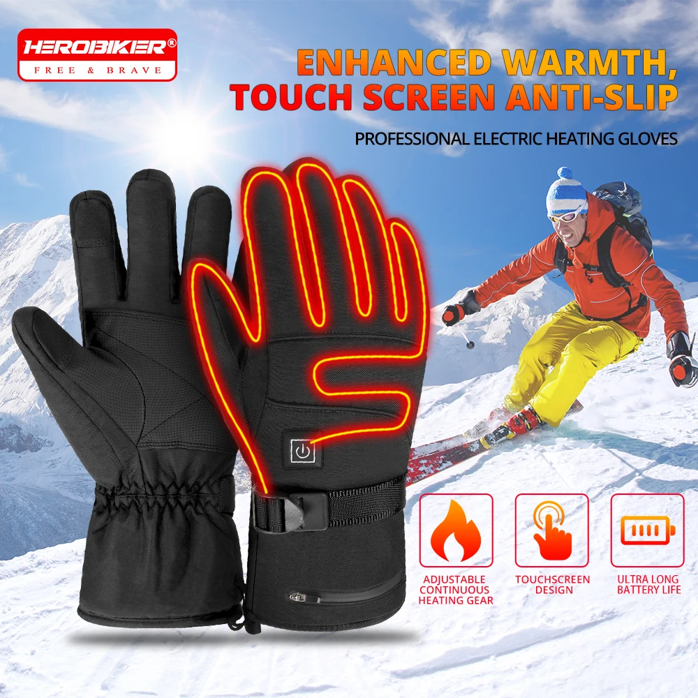 

Winter Heating Skiing Gloves Warm Touch Screen Snow Skiing Outdoor Sports Gloves Men's And Women's Waterproof Heating Gloves