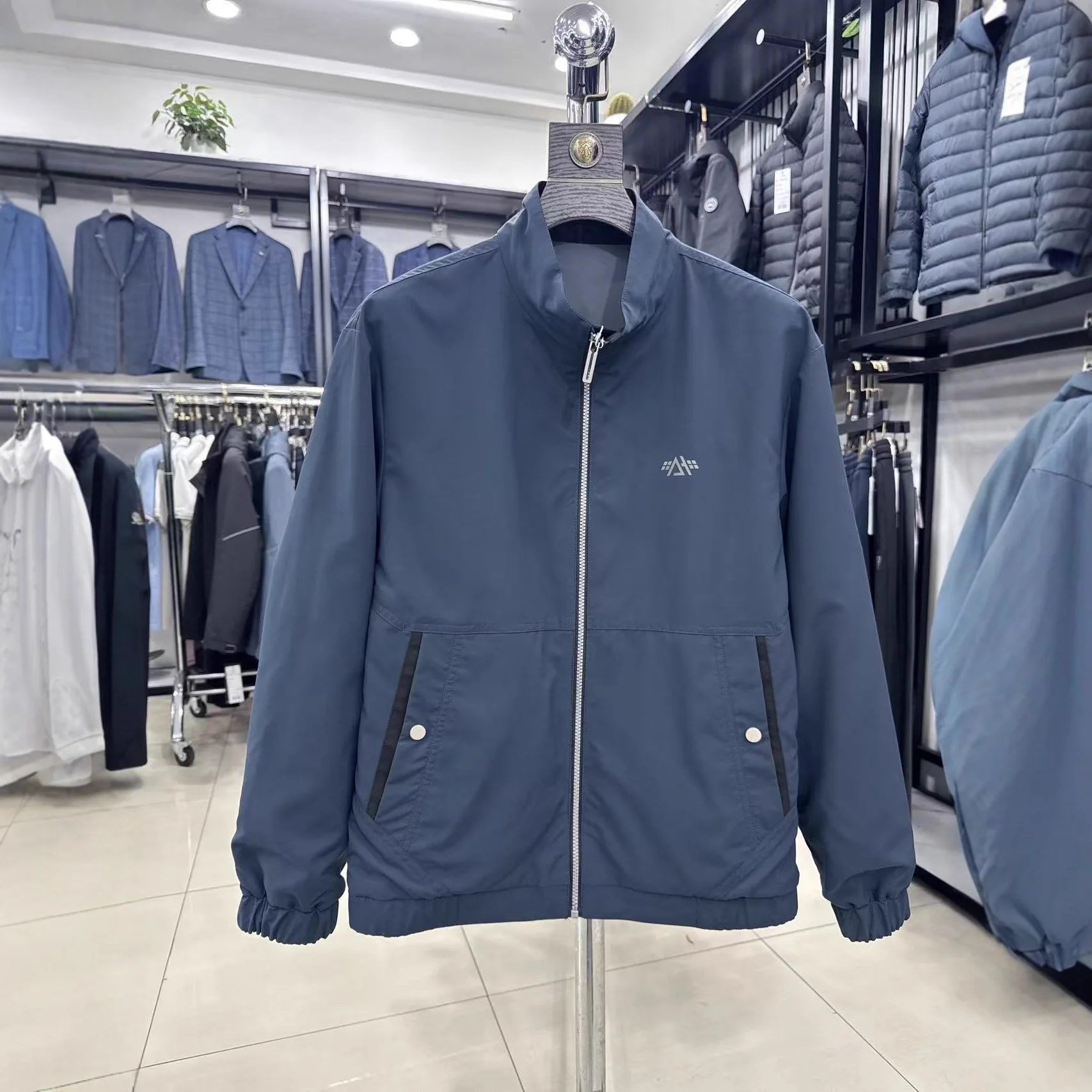 

Double-Sided Wear Casual Stand Collar Men's Jaet Patchwork Zipper Hua Xin Liang Fen Na Mi Xuan Zhong Nian Qun Liang