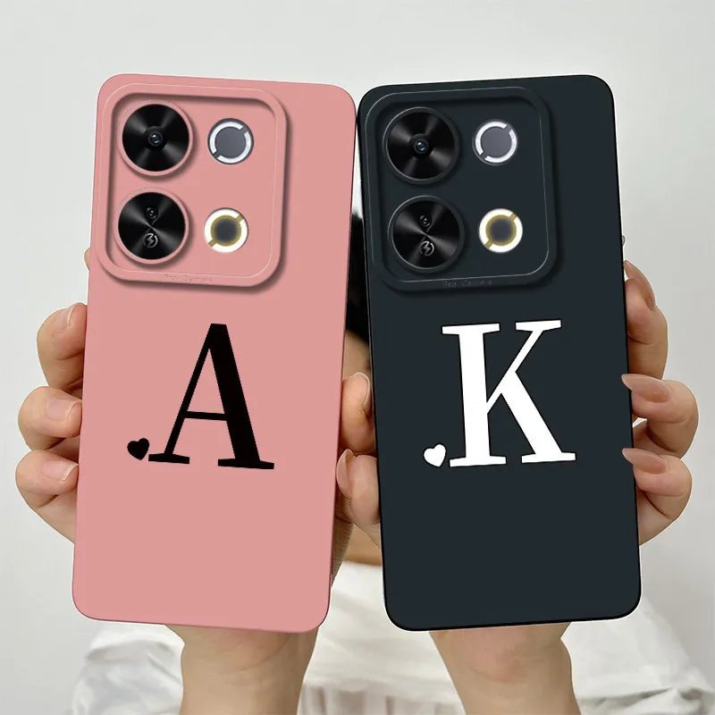 Phone Case For Itel P65 4G 6.7 inch Cute Initial Letters Matte Liquid Silicone Anti Slip Bumper Cover For Itel P 65 P671L Coque