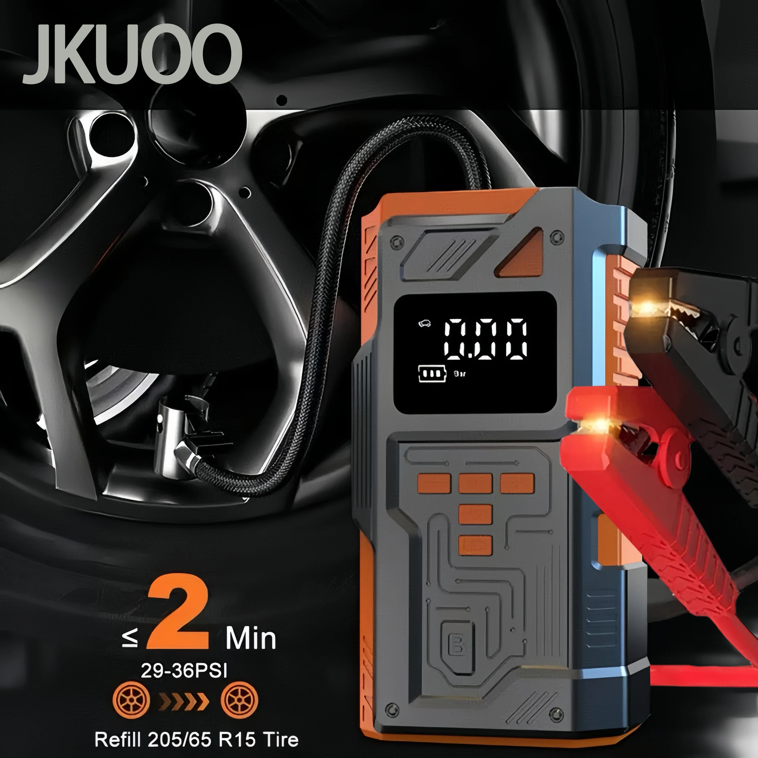 

5-in-1 Car Jump Starter 2400A Portable Power Station with Air Compressor Inflator 8400mAh Power Bank Battery Charger Booster