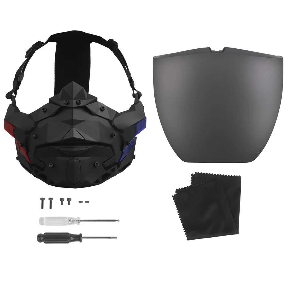 

Outdoor Protection Mask Anti-Fog Breathable Punk Cyber Night Mask Adjustable Full Face Protective Mask Outdoor Hunting Cosplay