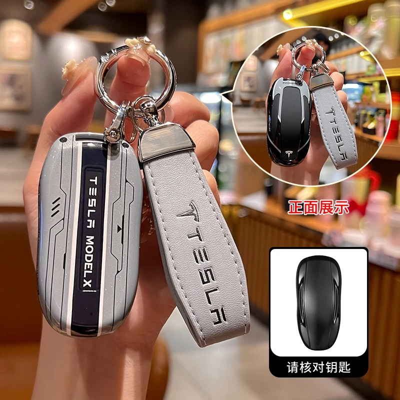 ABS Racing Style Car Remote Key Case Cover Protector Shell For Tesla Model 3 Model S Model M Model X Keyless Keyring Accessories
