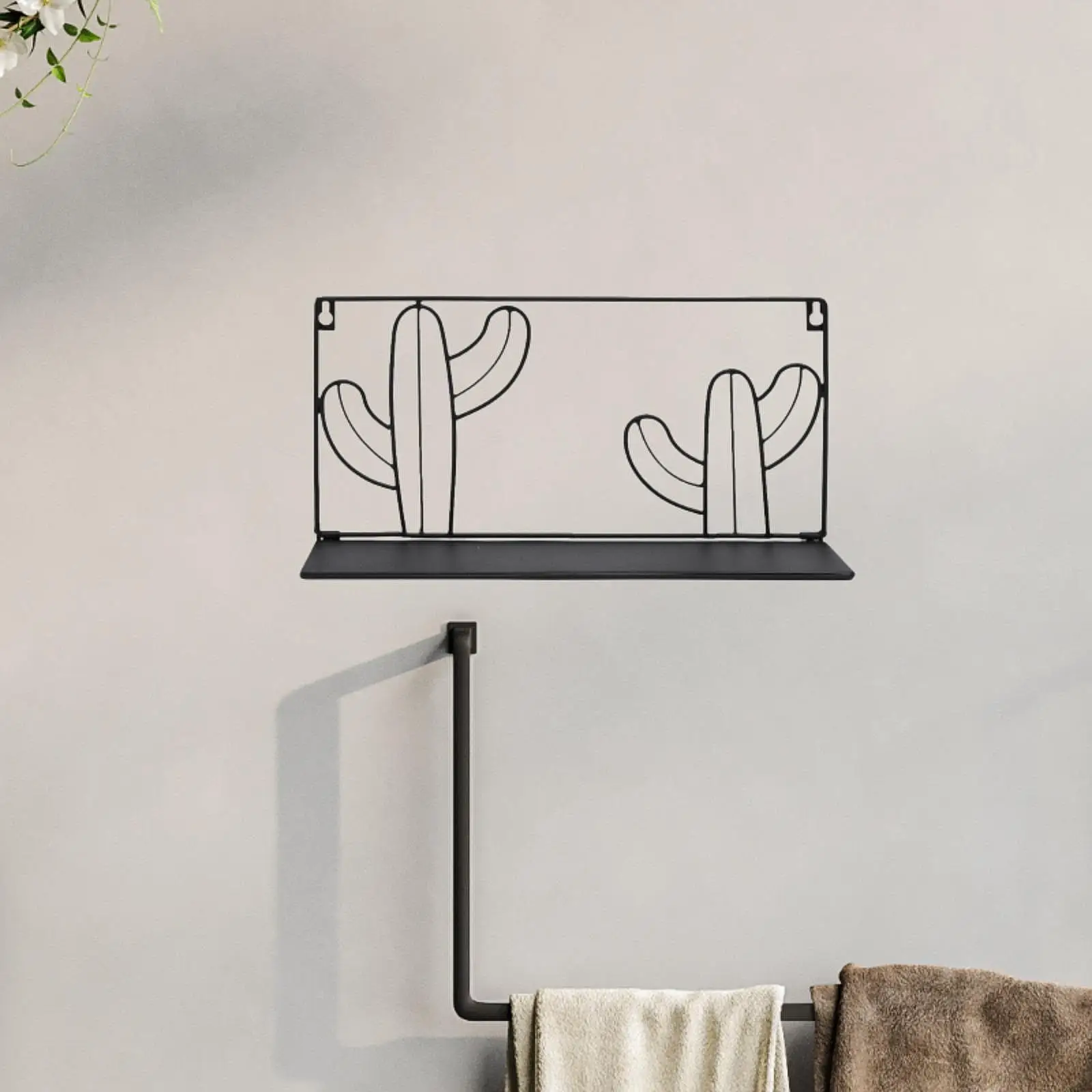 Decorative Wrought Iron Wall Display Shelf Multifunctional Foldable Hanging Organizer for Home Kitchen Office Books Potted