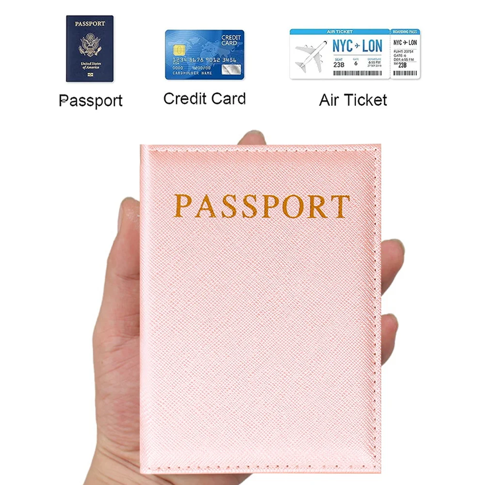 Passport Holder Pink Letter Series Air Plan Travel Accessories ID Cover Portable Bank Card Passport Business PU Wallet Holder