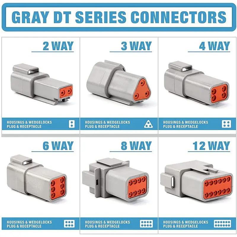 DT17 564Pcs Deutsch DT Gray Connector Kit, Waterproof Automotive Sealed Plug 2/3/4/6/8/12 Pin with Solid Contacts