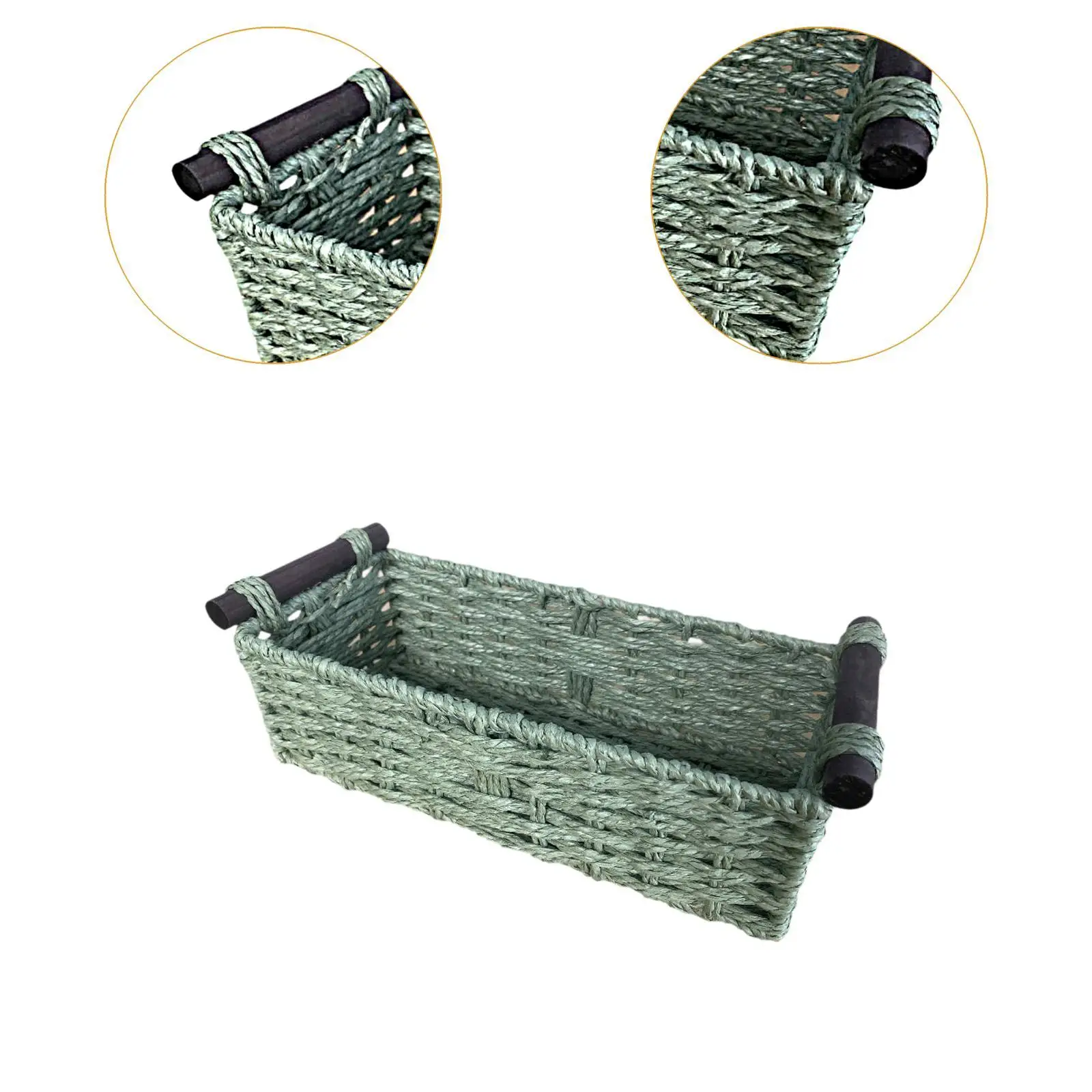 Storage Basket Stackable with Handle Organizing Countertop Paper Rope Basket for Cosmetics Pastries Appetizer Coffee Breakfast