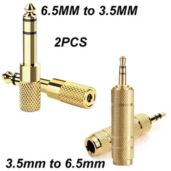 2PCS 3.5mm to 6.5mm 6.35mm To 3.5mm Male to Feamle Audio Cable Adapter 6.5 Jack To Plug 3.5 Stereo AUX Converter Amplifier