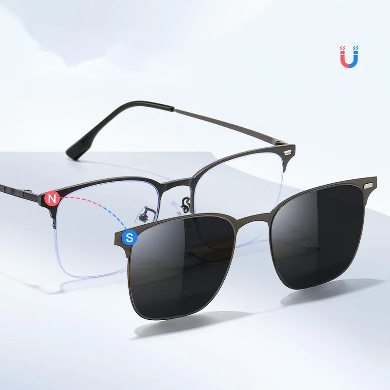 COHK Polarized Sunglasses Men 2 In 1 Magnetic Clip On Sun Glasses UV400 Metal Optical Prescription Eyeglass Frames Magnet Clips
