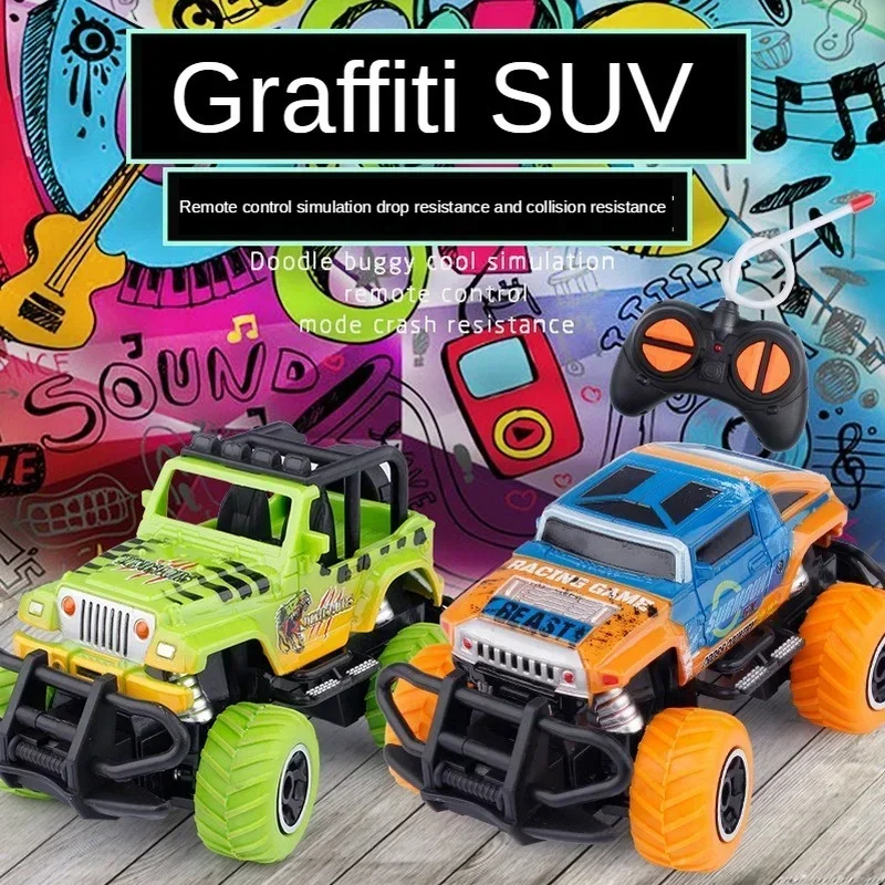 New 1:43 Graffiti Stone Wireless Remote Control Off-road Car Model Child Indoor Outdoor Competition Game Tough Toy Car Kids Gift