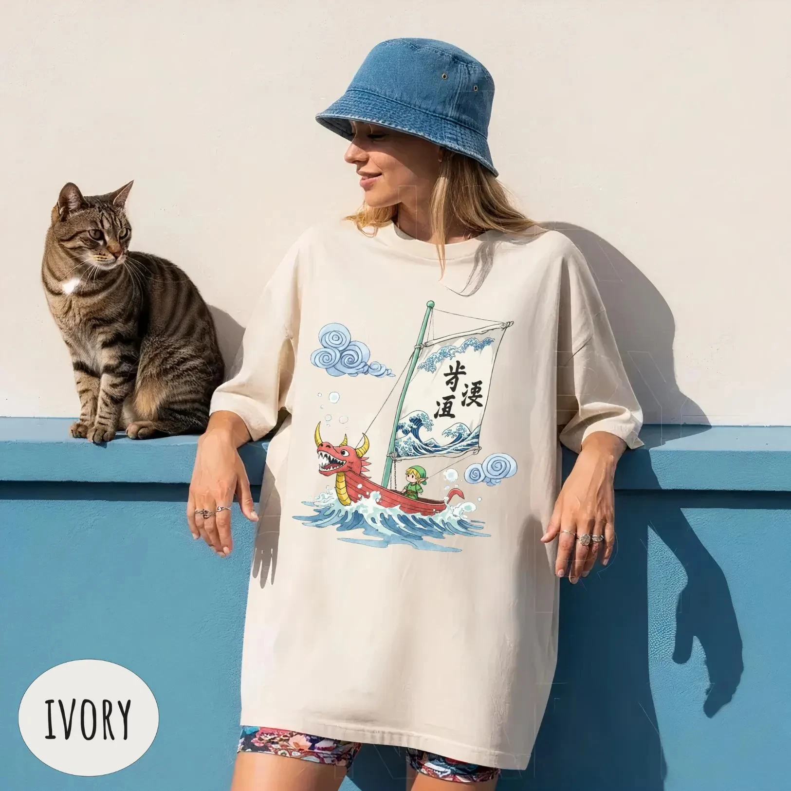 Women's Breath of The Wild Graphic T-shirt Pure Cotton and Breathable Short Sleeve Streetwear Oversized Loose Casual