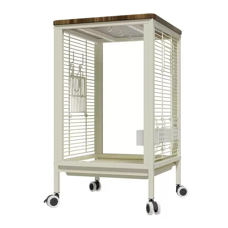 Bird Cage High Transparent Glass Parrot Bird Cage Villa Breeding Splash Proof Cage