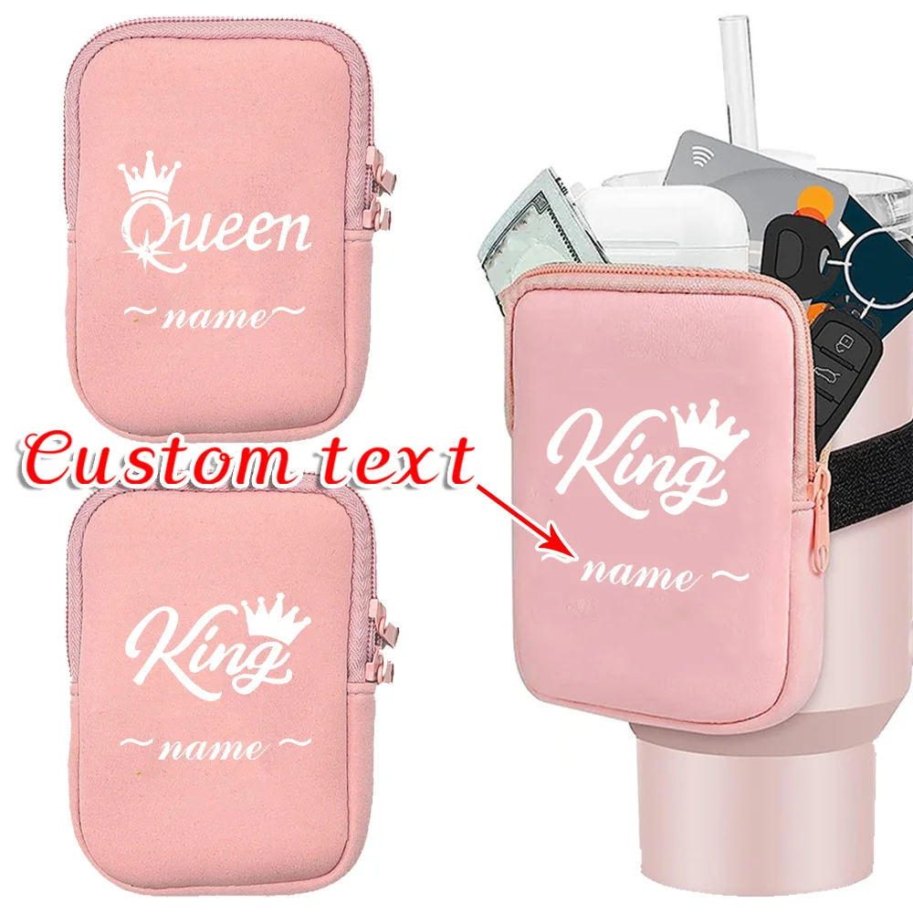 

Customized Name Water Bottle Bag Multi Functional Handheld Pink Water Bottle Bag Fitness Accessories Card Key Wallet