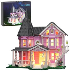 Pink Palace Apartment Building Block Set Ideas Movie Architecture Model Toys for Boys and Girls Christmas Gifts