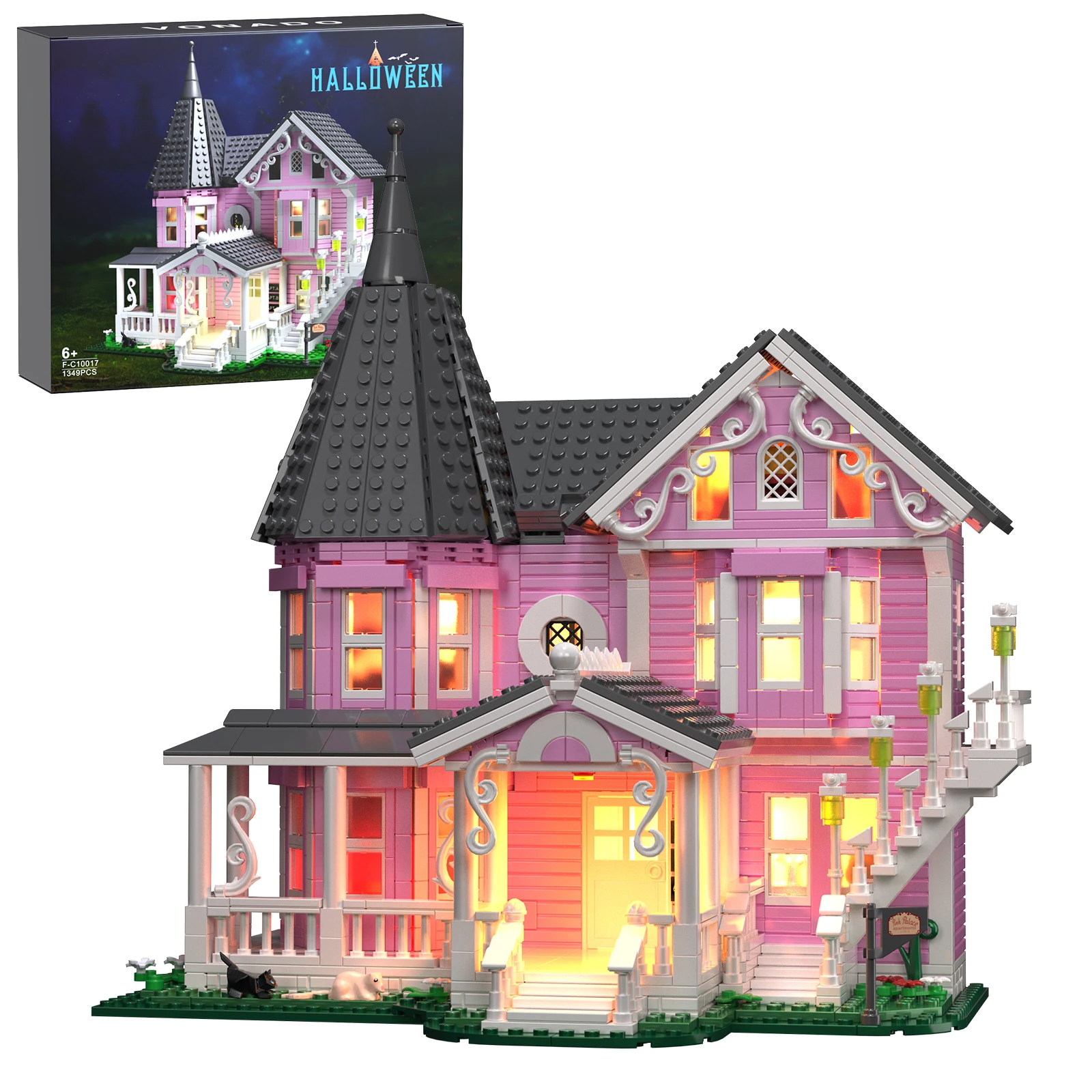 Pink Palace Apartment Building Block Set Ideas Movie Architecture Model Toys for Boys and Girls Christmas Gifts