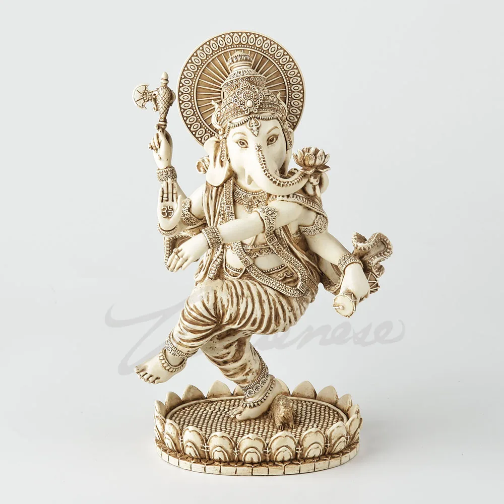Dancing Ganesha Resin Figurine Indian Elephant God Statue Vintage Hindu Deity Sculpture Home Tabletop Religious Theme Decoration