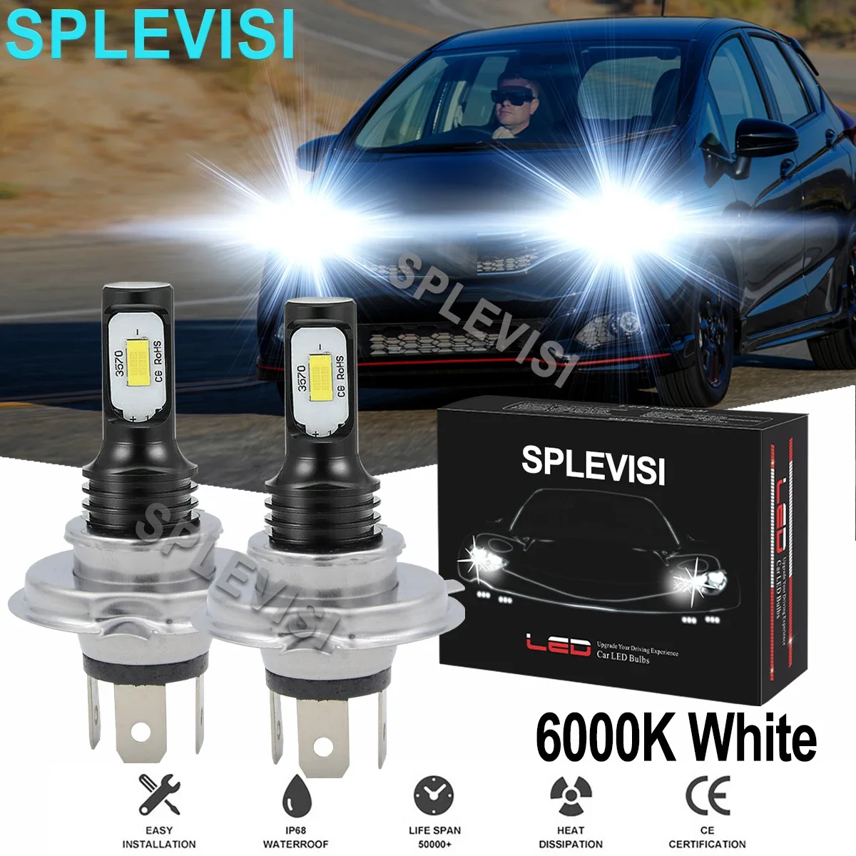 

2x Xenon White Car LED Headlight Hi/Low Beam Bulbs 6000K Fit For Honda 2007-2020 Honda CIVIC 1992-2003 Ridgeline 2006-2014