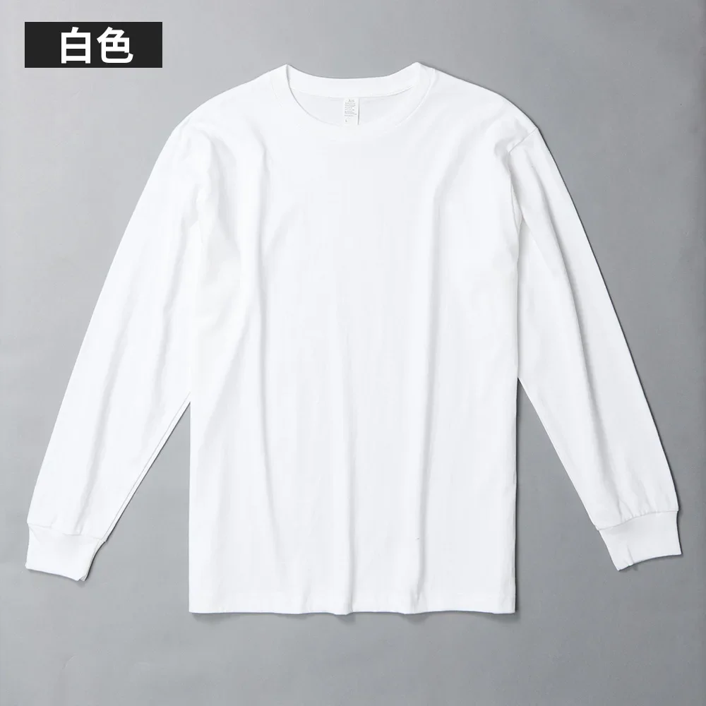 Custom Your Design Logo 100% 250g Cotton Long Sleeve T Shirts Screw Thread Cuff Men Women Tops Shirts