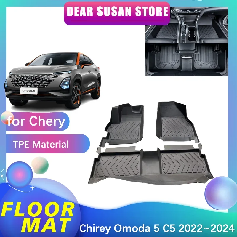 

Car Floor Mat for Chery Chirey Omoda 5 C5 FX 2022~2024 2023 Part Foot TPE Interior Liner Carpet Pad Custom Cover Rug Accessories