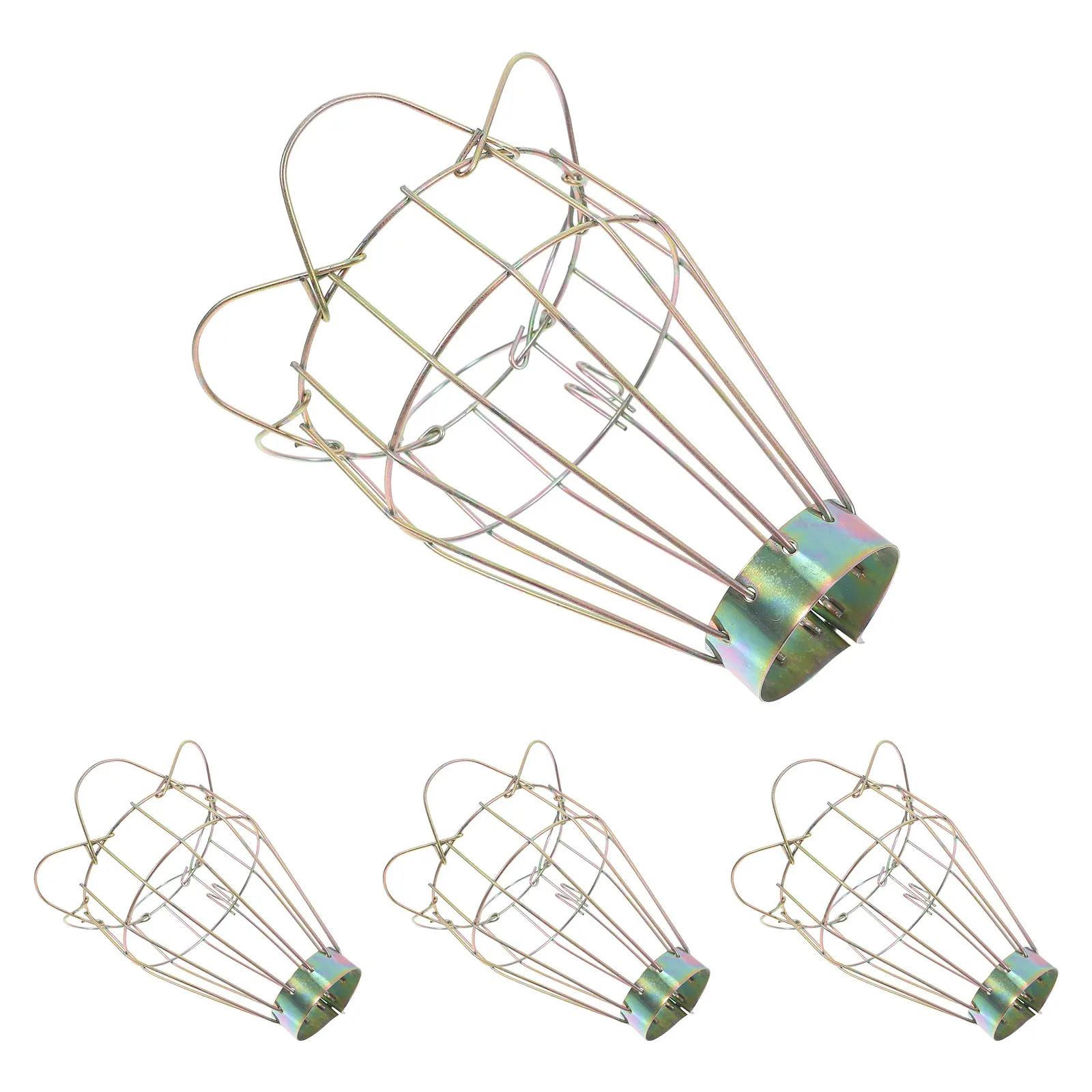 

4pcs Retro Bird Cage Lantern Metal Bulb Guard Vintage Cover Hollow Lamp Iron Shade Light Farmhouse Pendant Home Decor